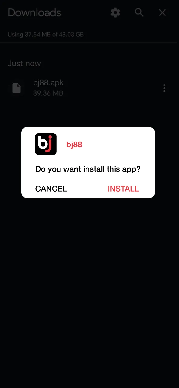 Locate the Bj88 APK in your folder or panel after the download is finished and ready.