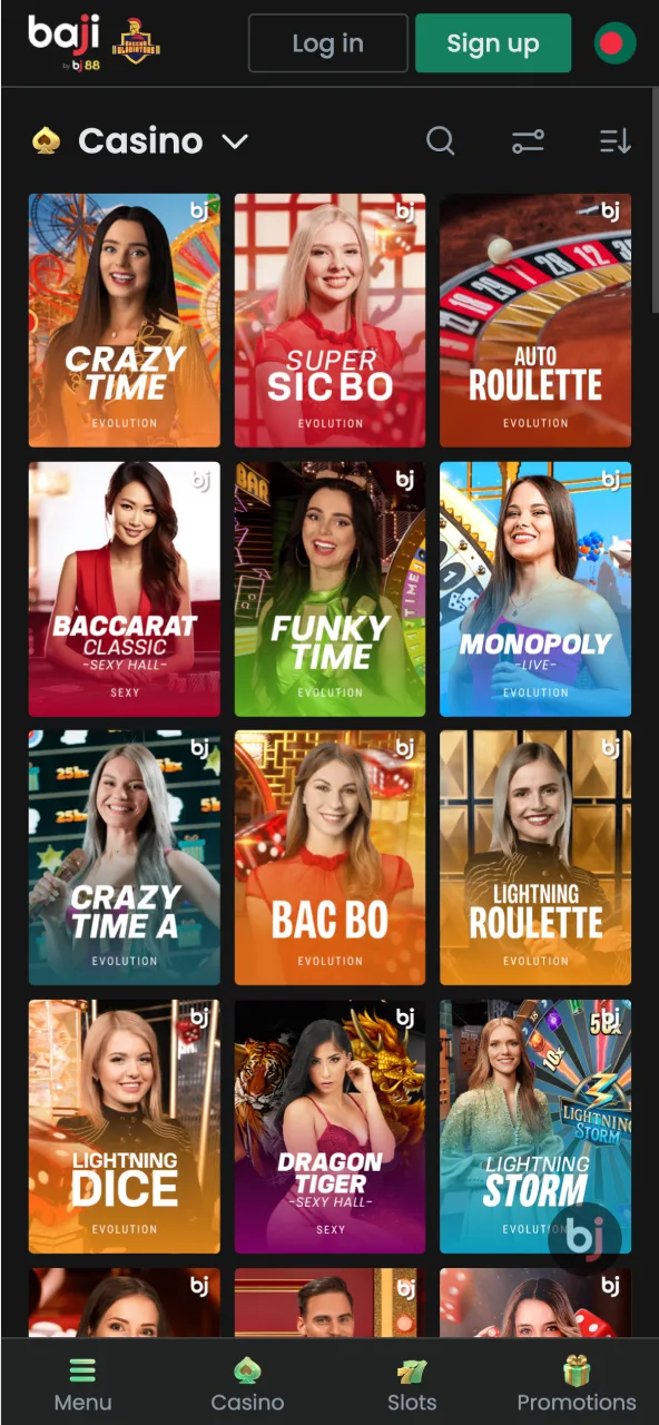 Explore the BJ88 casino section with an exciting variety of games and thrilling entertainment options.